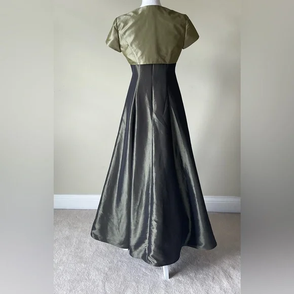 Alex Evenings Taffeta Two Pieces Green Petite Maxi Gown EUC - Picture 5 of 6